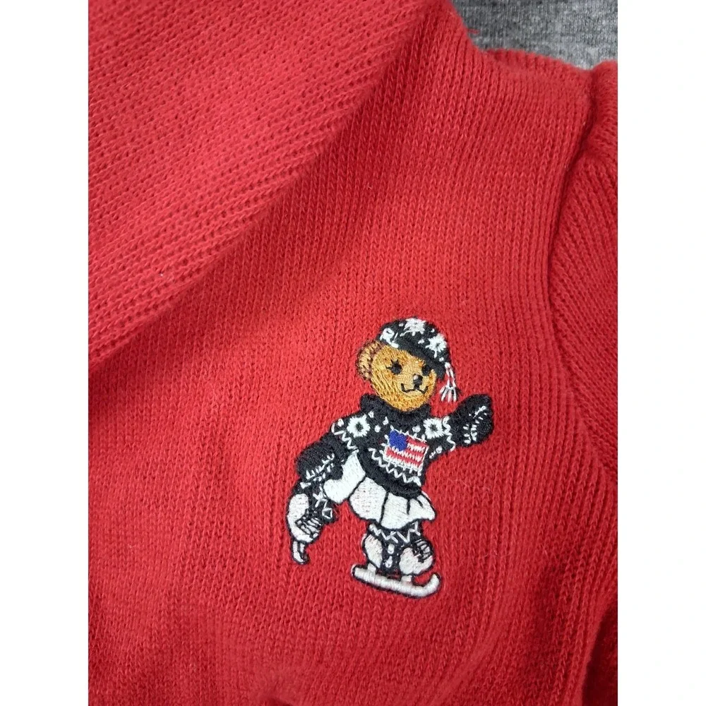 Ralph Lauren Baby Dress 9 Month Red Knit Wrap Polo Bear Skating Preppy Holiday